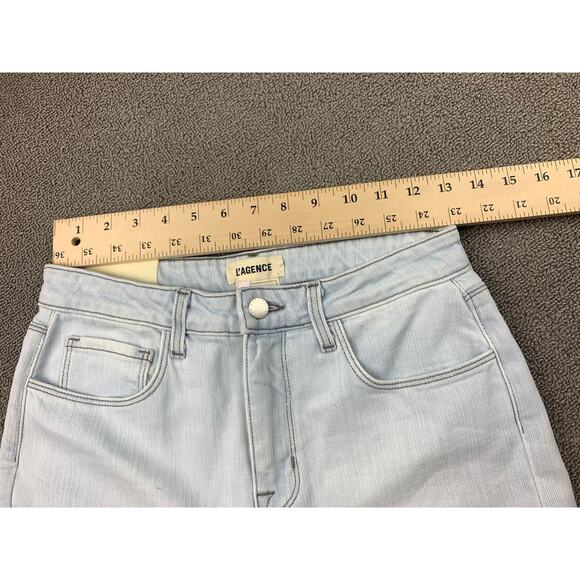 L‘Agence Women’s Sz 27 White Distressed Fringe High Rise High Line Skinny Jeans - Picture 6 of 14